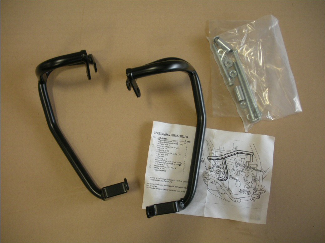 Aftermarket crash bars to fit the Suzuki DR350.