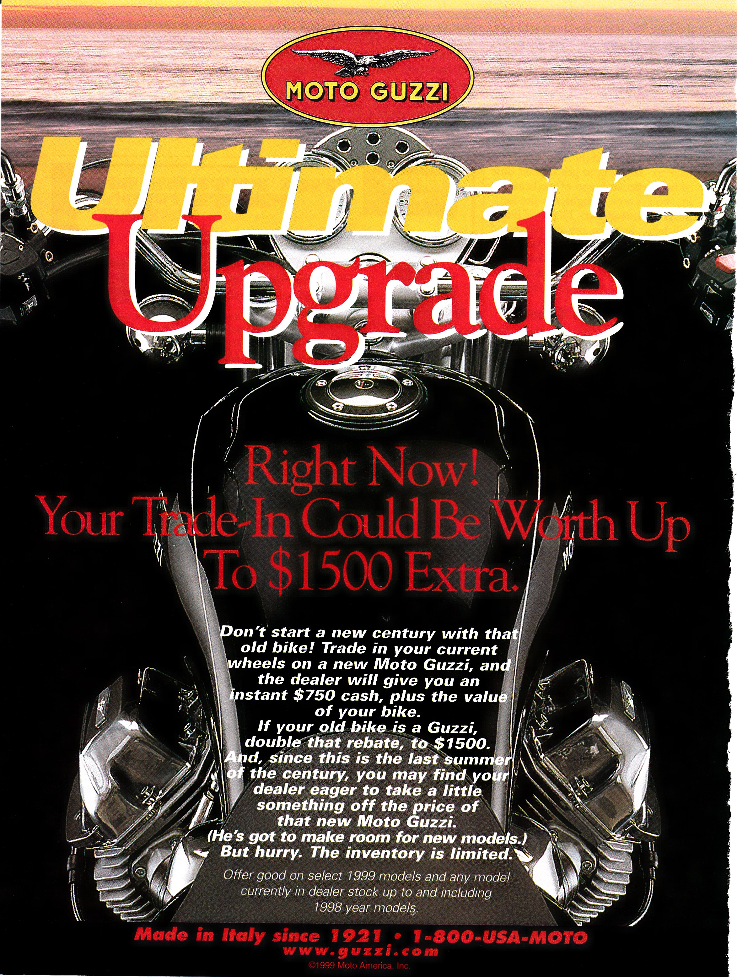 Moto Guzzi advertisement: Ultimate upgrade