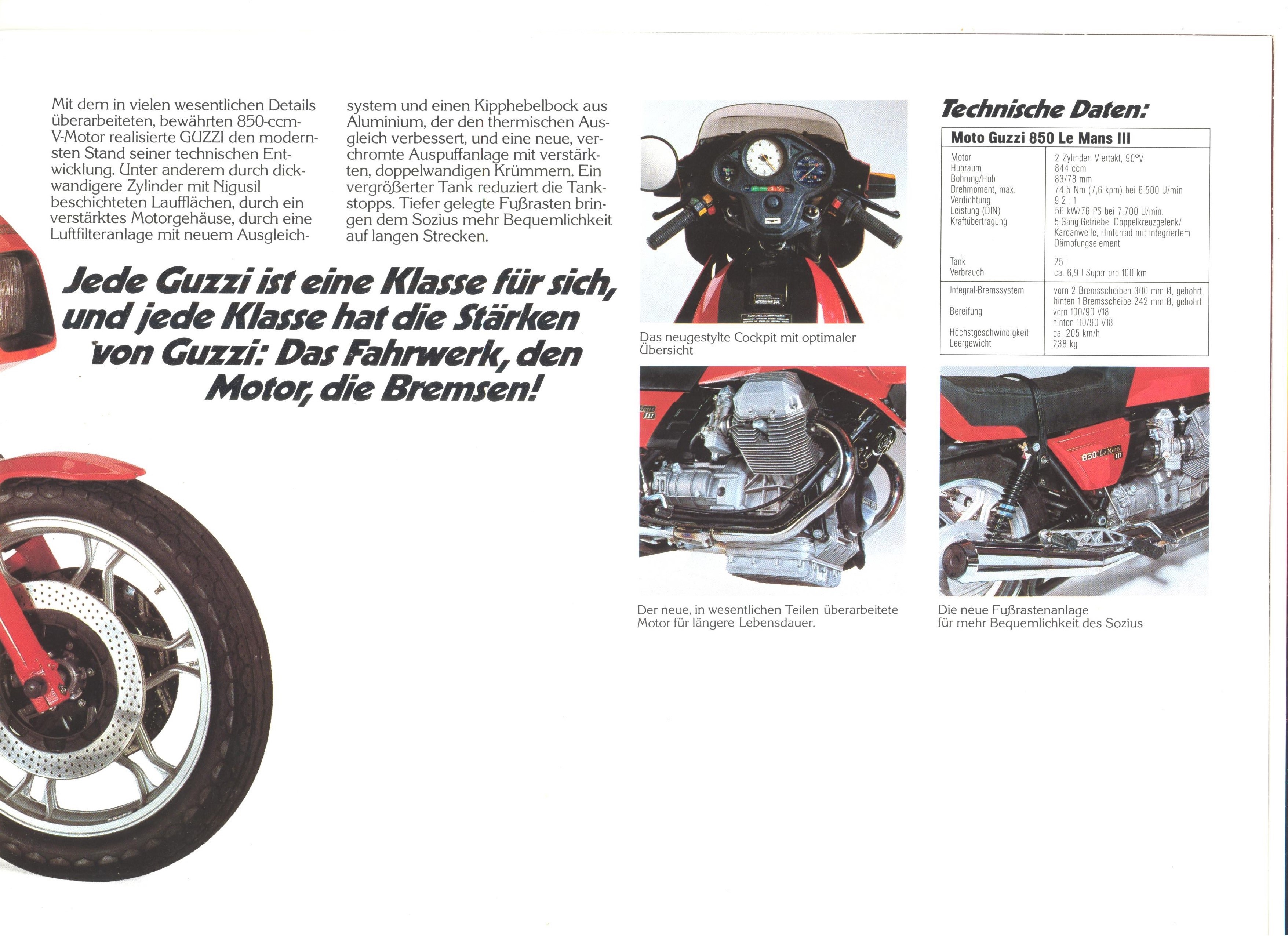 Moto Guzzi factory brochure: 850 Le Mans III