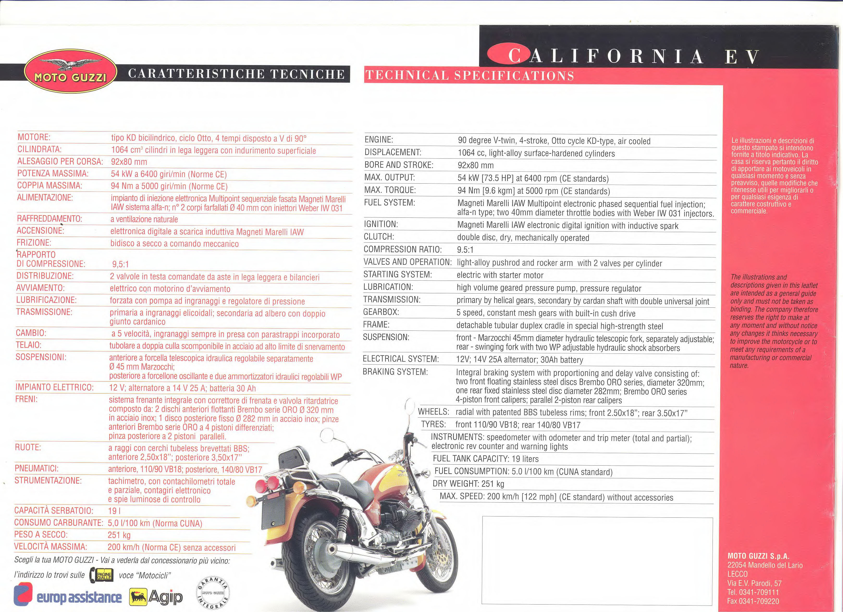 Moto Guzzi factory brochure: California EV