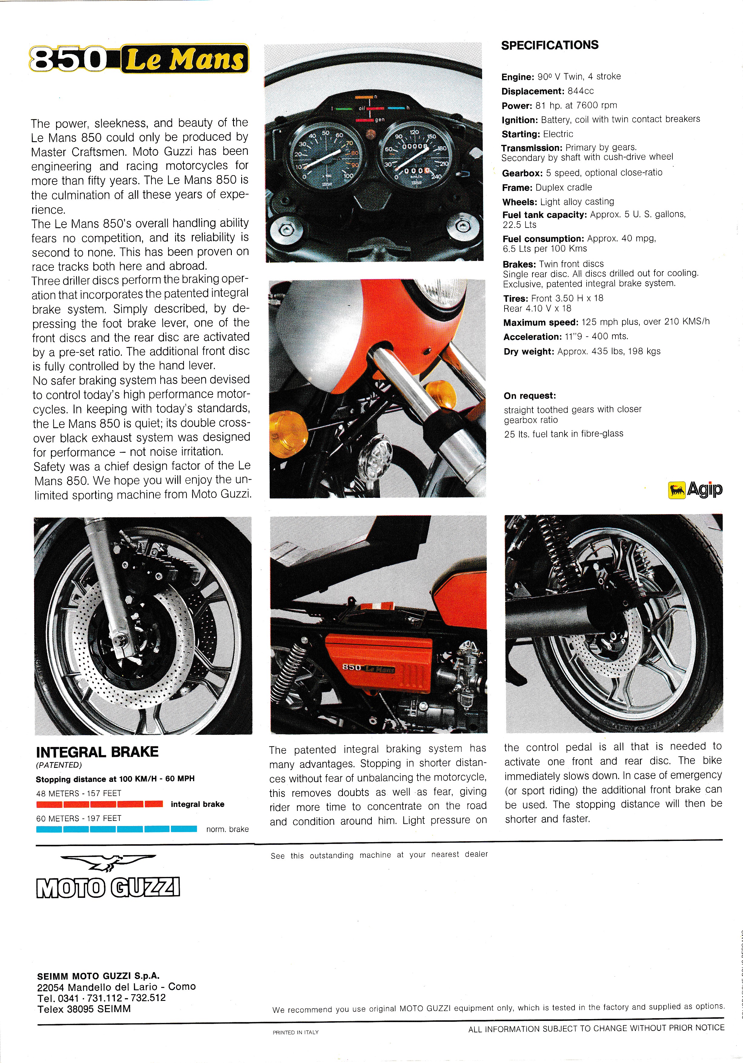 Moto Guzzi factory brochure: 850 Le Mans (red)