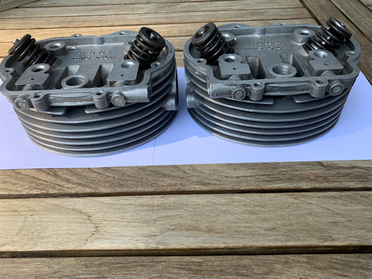 Very rare cylinder heads (MG# 12022101 and MG# 12022201). Applicable to Moto Guzzi V700, V7 Special, Ambassador, 850 GT, 850 GT California, Eldorado, and 850 California Police models.