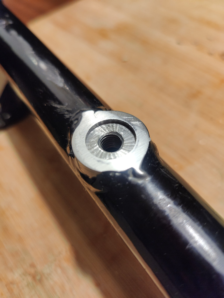 Footboard pivot repair on a Moto Guzzi Eldorado Police.