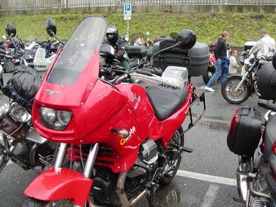 Homemade windshield fitted to a Moto Guzzi Quota 1000. Windshield made by Riccardo Rompani.