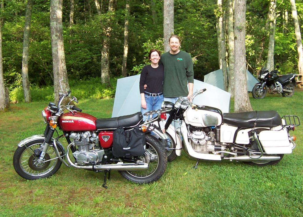 Rob Prins' Moto Guzzi V700 with metal saddlebags.