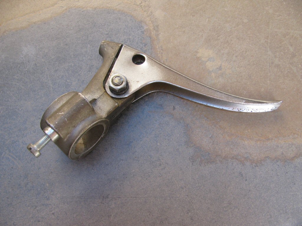 Siren lever for friction drive sirens as used on police models of the Moto Guzzi V700, V7 Special, Ambassador, 850 GT, 850 GT California, Eldorado, and 850 California Police motorcycles.