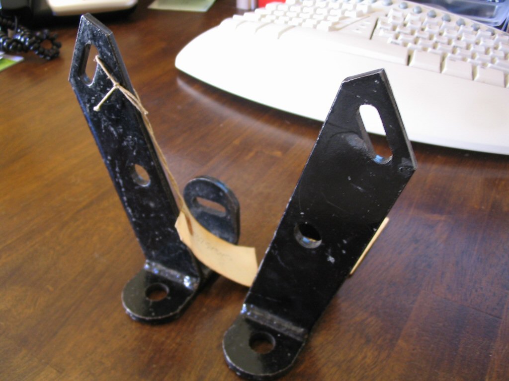 Spot light brackets as used on the Moto Guzzi 850 California Police motorcycle (MG# 13751340 and MG# 13751440).